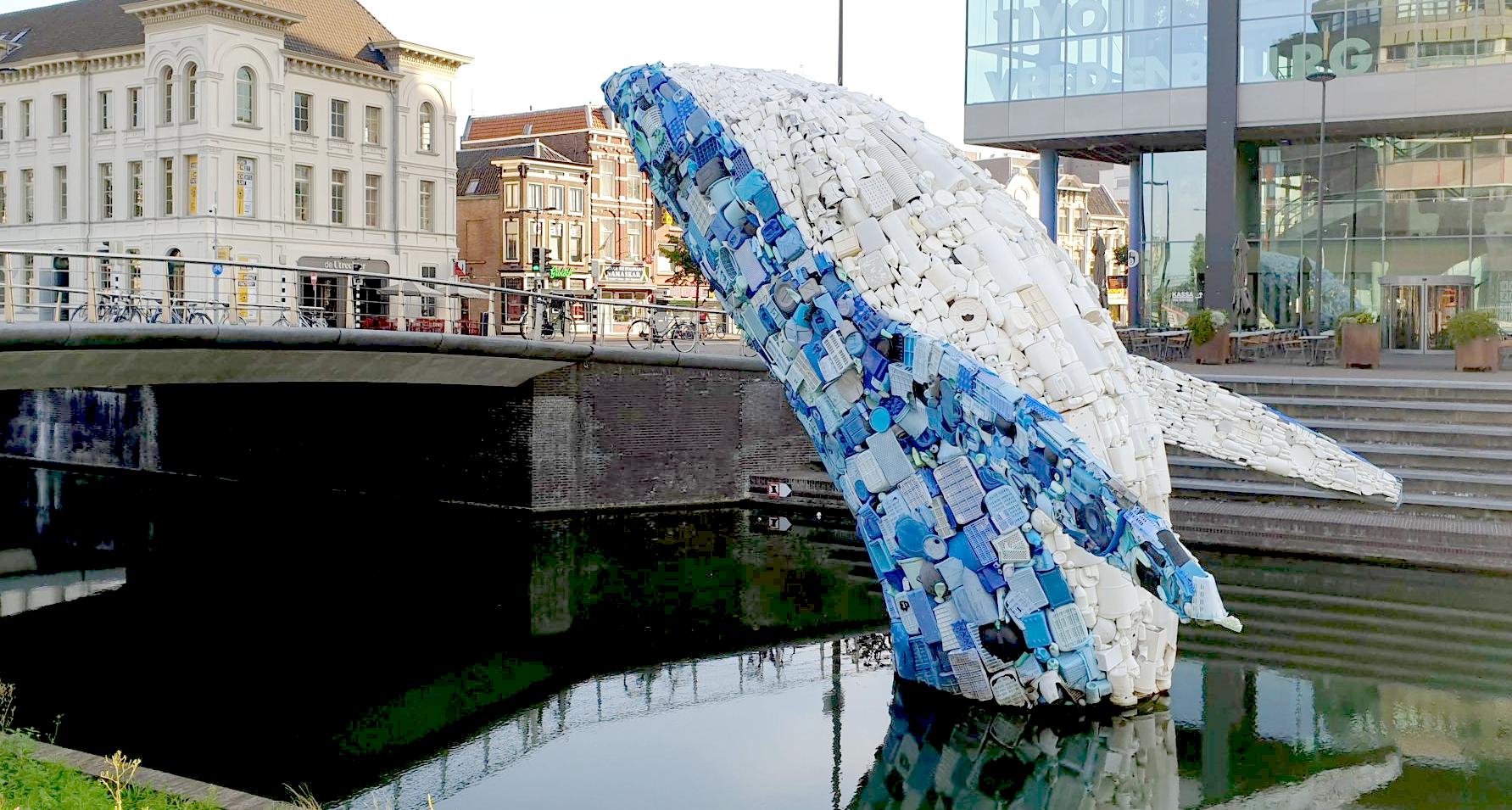Giant plastic whale, River Rhine