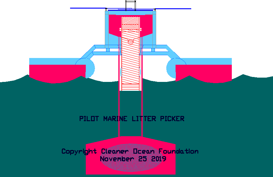 Picking up marine ltter deep down with the plastic filtration head lowered