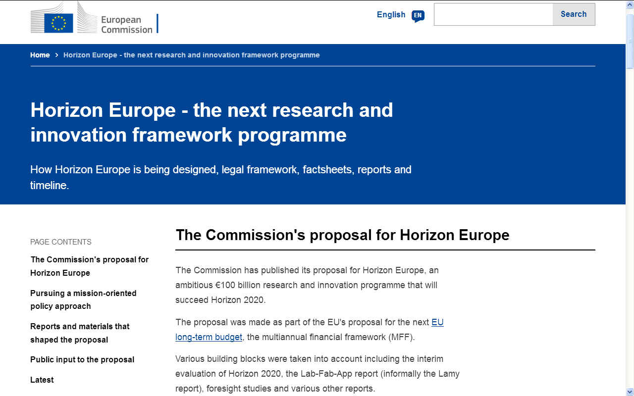 Horizon Europe 2021 - 2027